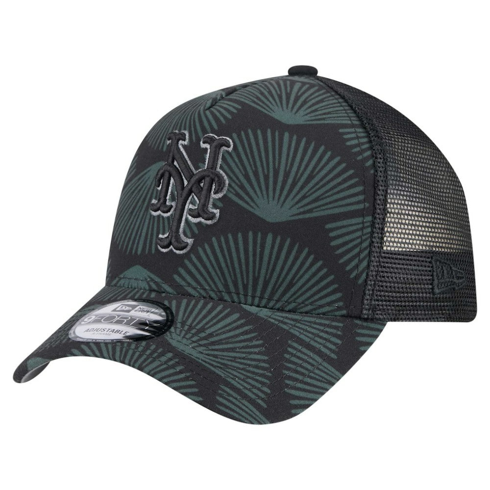 New York Mets 9FORTY A-Frame Trucker Adjustable Hat Black | New Era