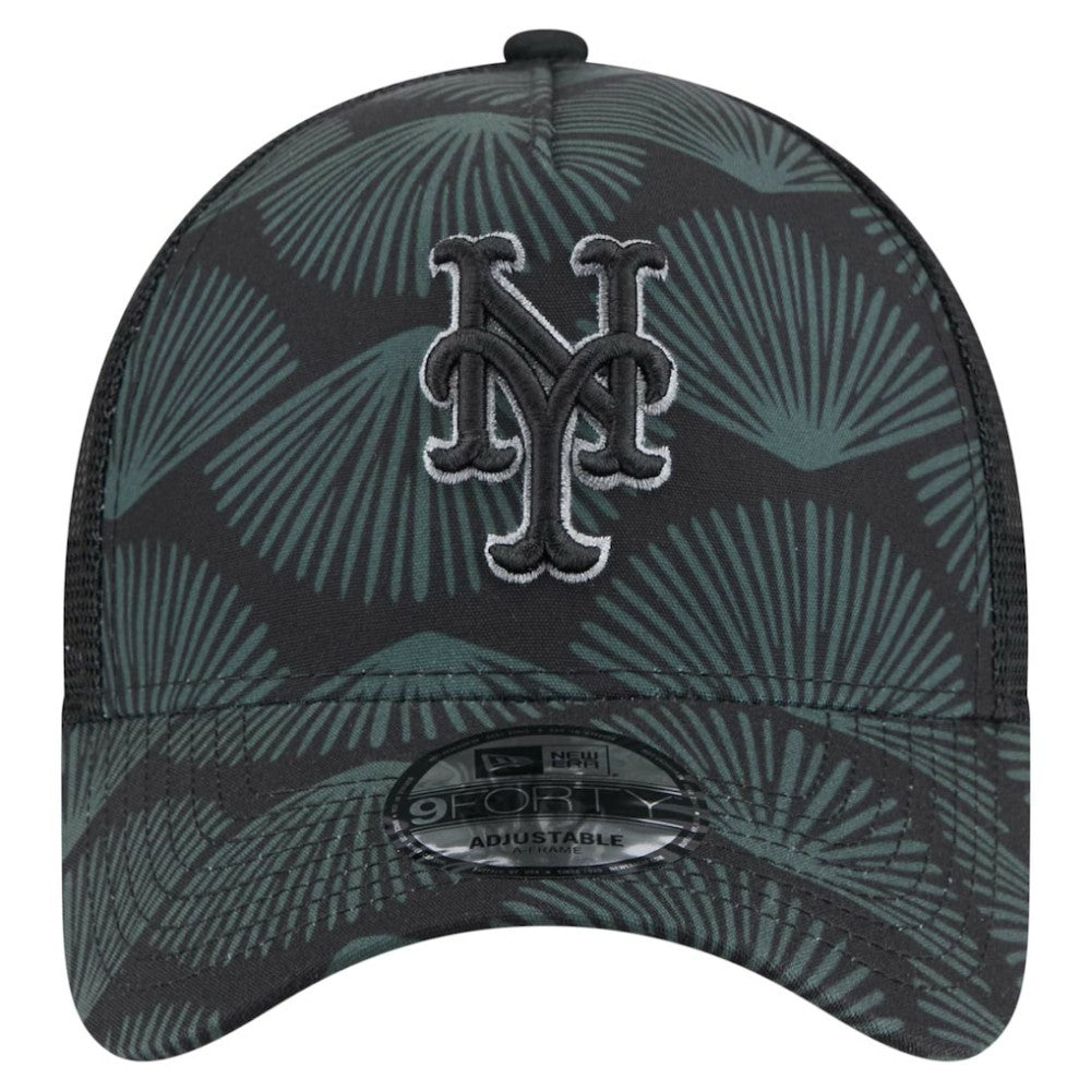 New York Mets 9FORTY A-Frame Trucker Adjustable Hat Black | New Era