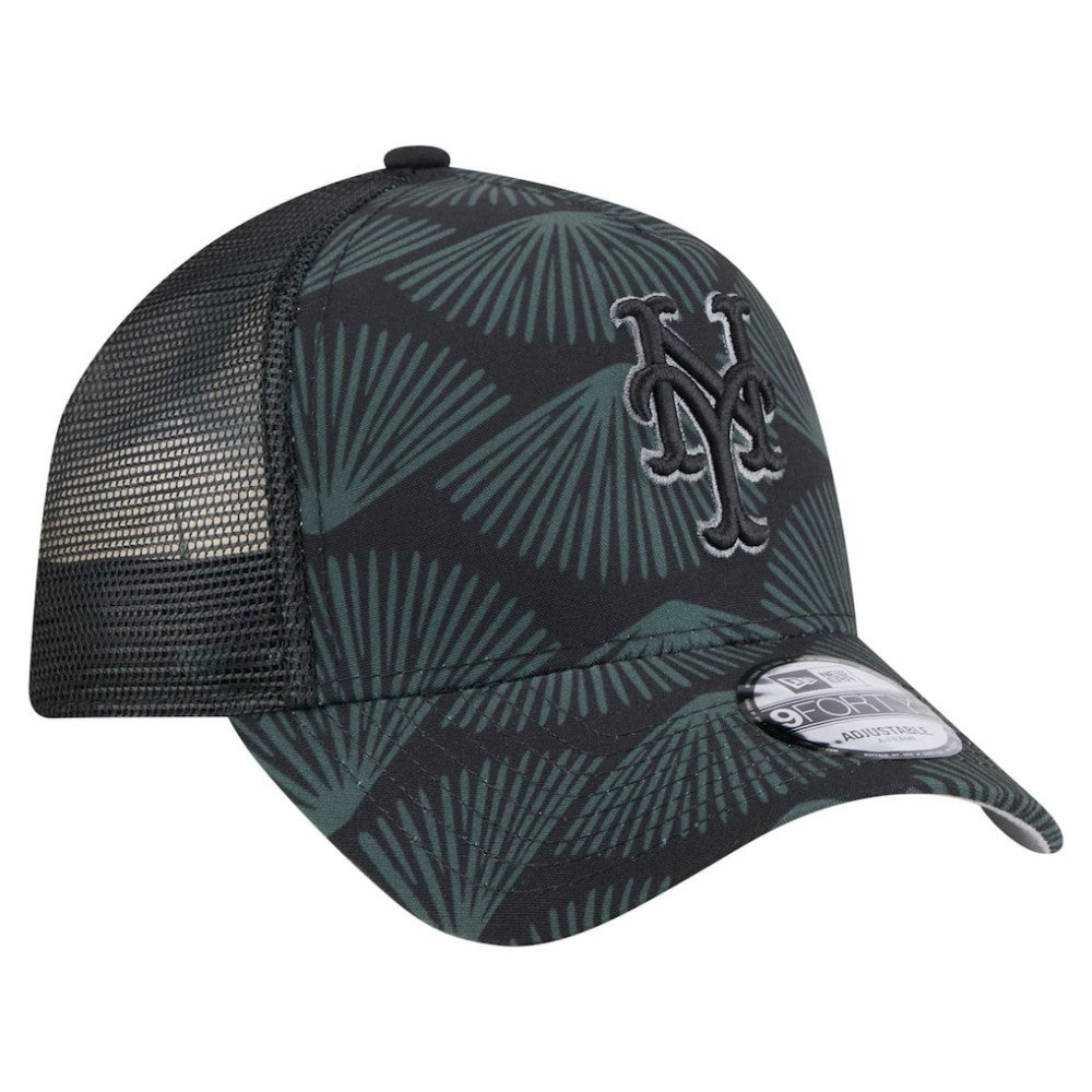 New York Mets 9FORTY A-Frame Trucker Adjustable Hat Black | New Era