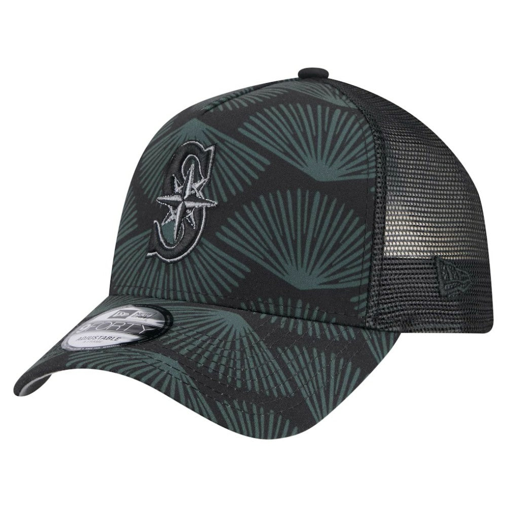 Seattle Mariners 9FORTY A-Frame Trucker Adjustable Hat Black | New Era