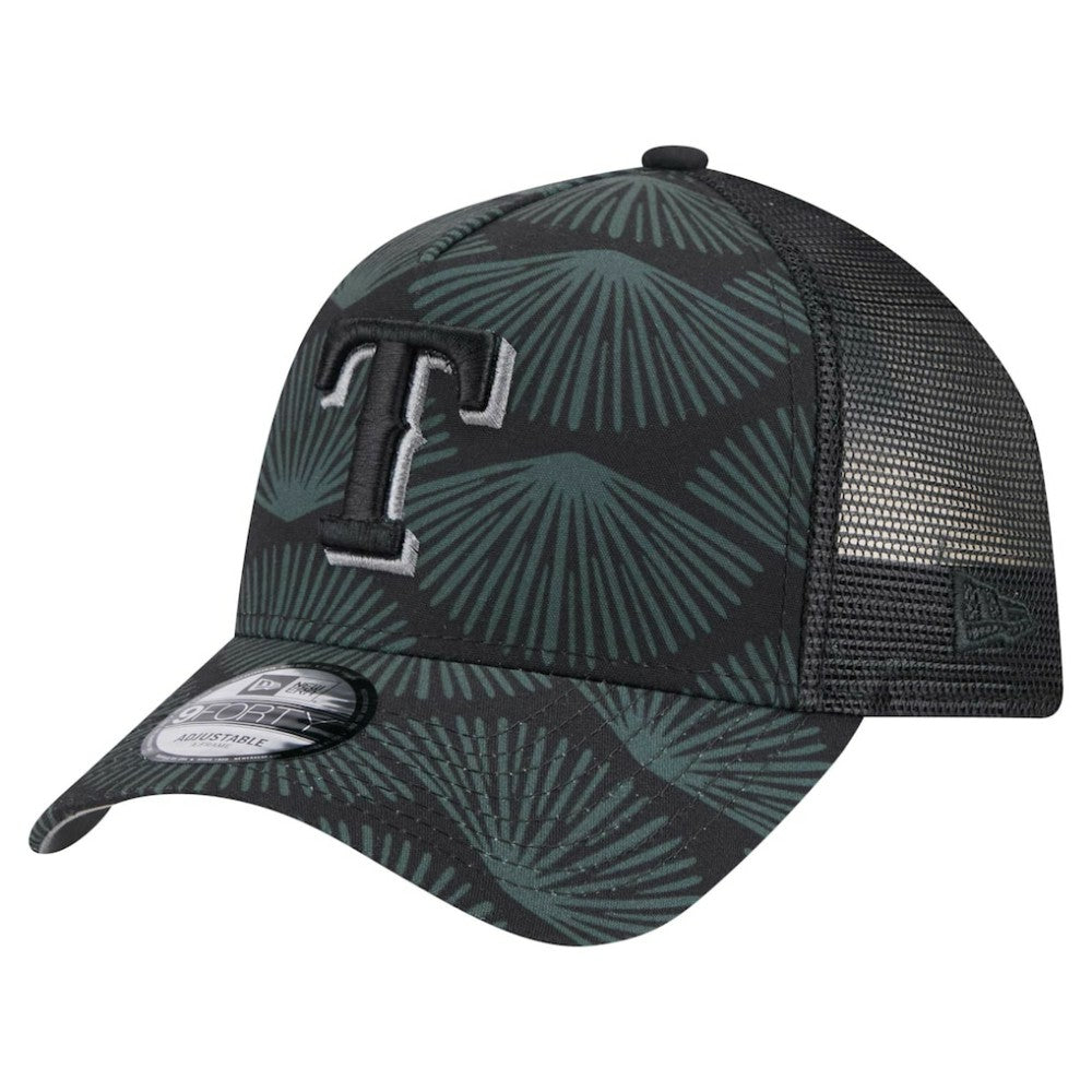 Texas Rangers 9FORTY A-Frame Trucker Adjustable Hat Black | New Era
