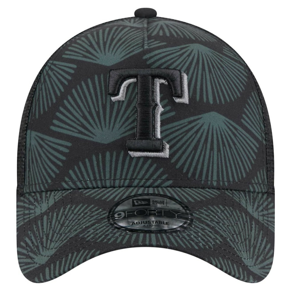 Texas Rangers 9FORTY A-Frame Trucker Adjustable Hat Black | New Era