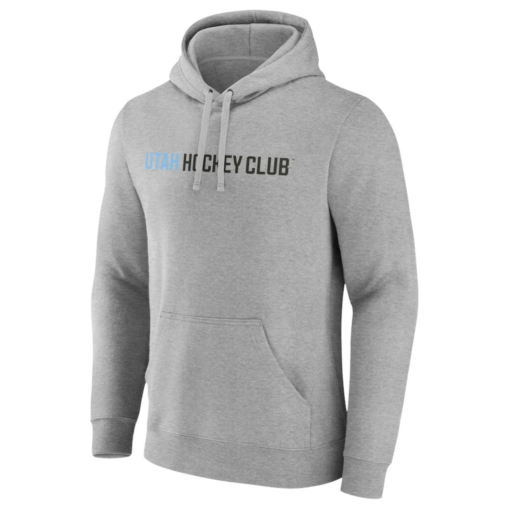 Utah Mammoth Fanatics Wordmark Logo Fleece Pullover Hoodie Heather Gray