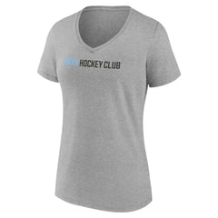 Utah Mammoth Fanatics Women's Wordmark Logo V-Neck T-Shirt Heather Gray