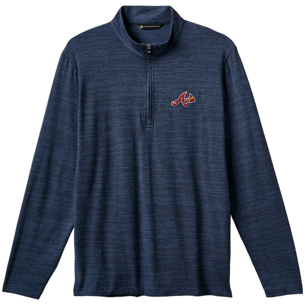 Atlanta Braves TravisMathew The Heater Quarter-Zip Pullover Top Navy