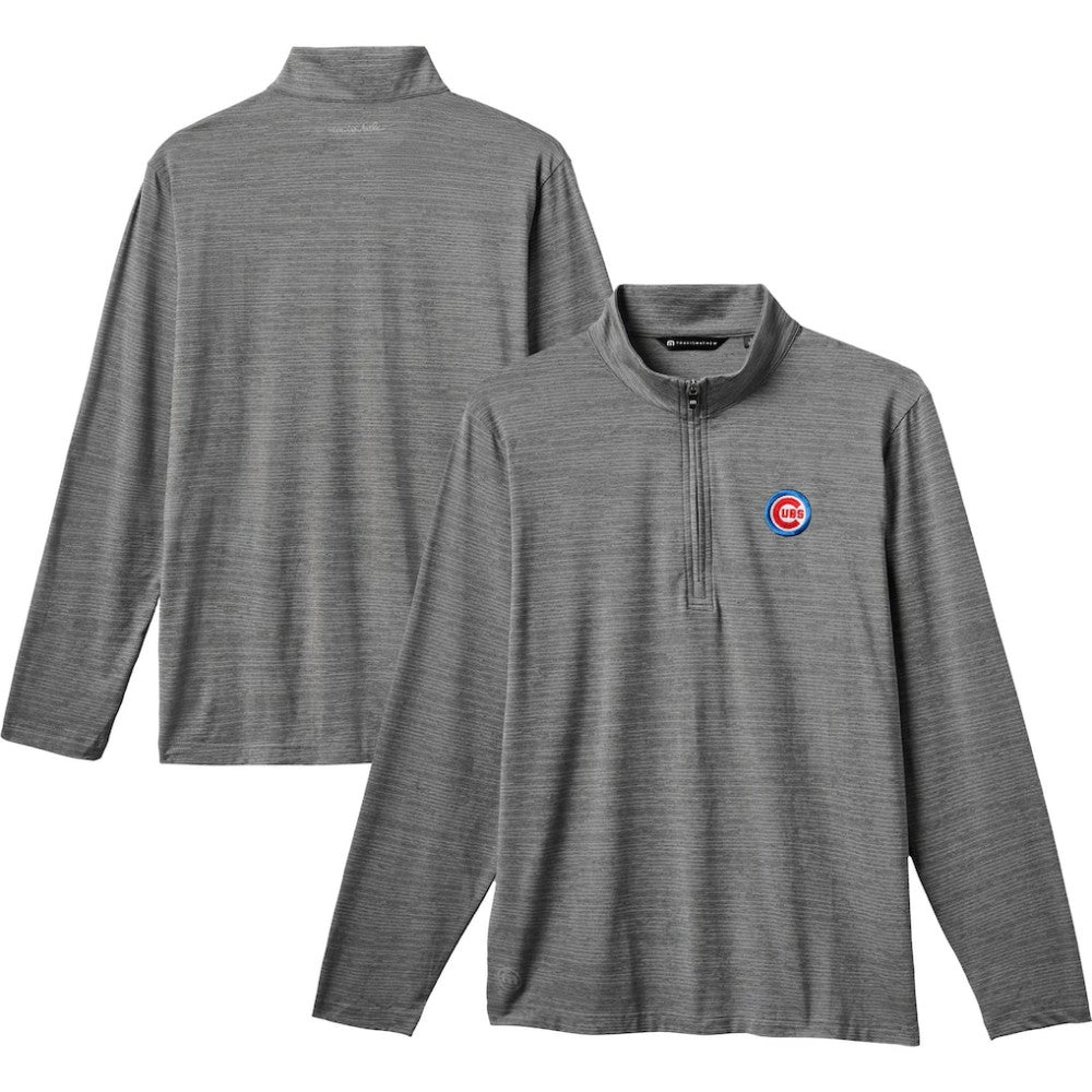 Chicago Cubs TravisMathew The Heater Quarter-Zip Pullover Top Gray