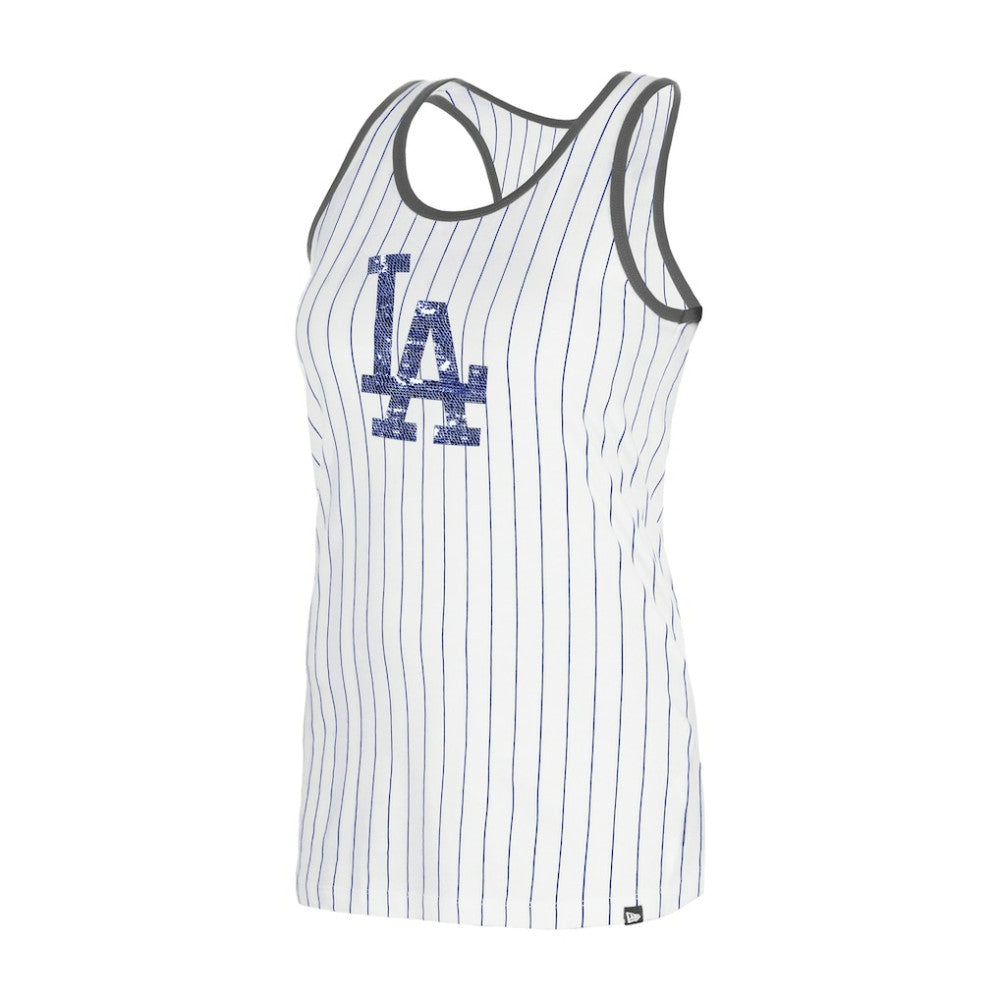 Los Angeles Dodgers Women's Gameday Pinstripe Tank Top White | New Era