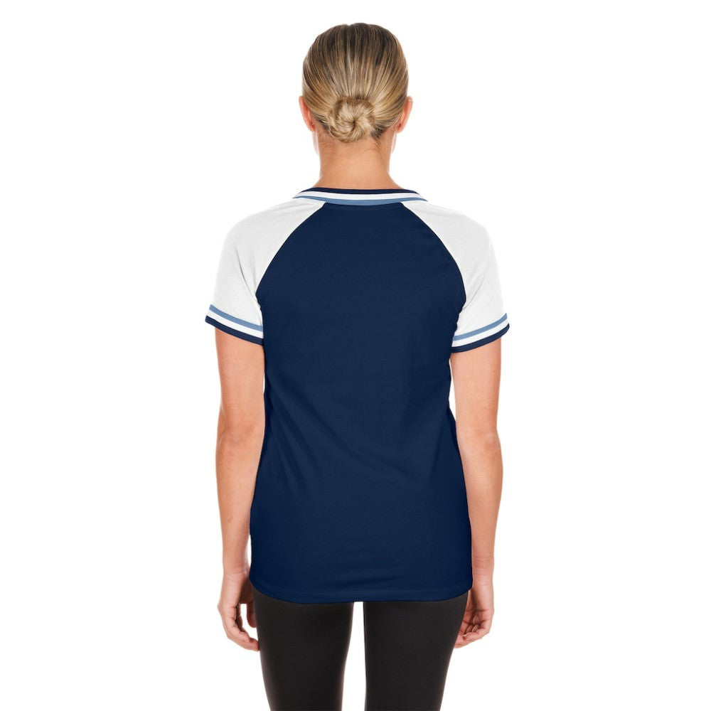 Tampa Bay Rays Women's Gameday Raglan V-Neck T-Shirt Navy | New Era