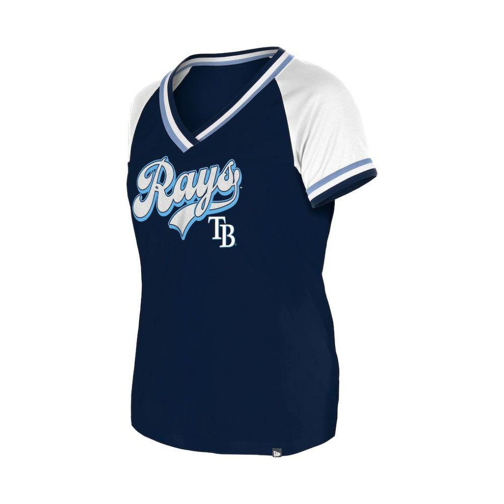 Tampa Bay Rays Women's Gameday Raglan V-Neck T-Shirt Navy | New Era
