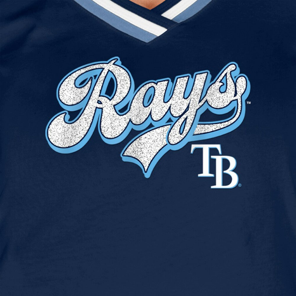 Tampa Bay Rays Women's Gameday Raglan V-Neck T-Shirt Navy | New Era