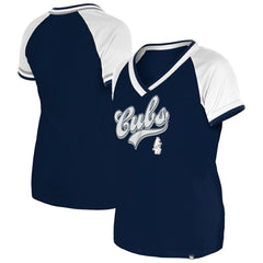 Chicago Cubs Women's Gameday Raglan V-Neck T-Shirt Navy | New Era