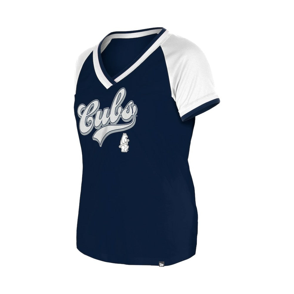 Chicago Cubs Women's Gameday Raglan V-Neck T-Shirt Navy | New Era