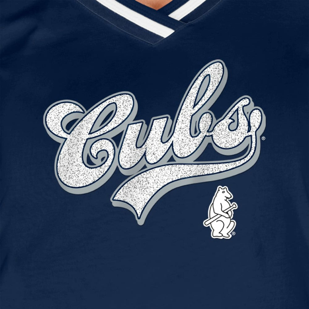 Chicago Cubs Women's Gameday Raglan V-Neck T-Shirt Navy | New Era