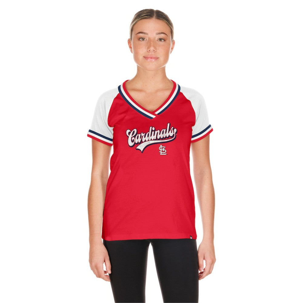 St. Louis Cardinals Women's Gameday Raglan V-Neck T-Shirt Red | New Era