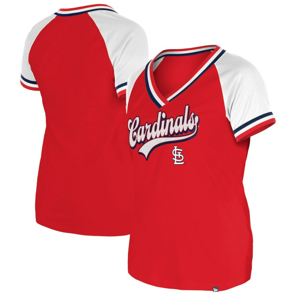 St. Louis Cardinals Women's Gameday Raglan V-Neck T-Shirt Red | New Era