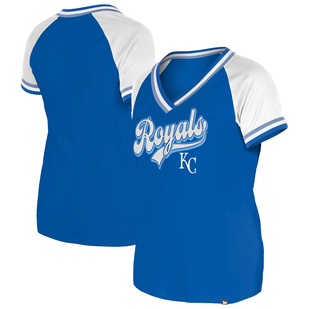 Kansas City Royals Women's Gameday Raglan V-Neck T-Shirt Royal | New Era