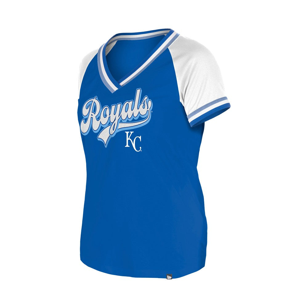 Kansas City Royals Women's Gameday Raglan V-Neck T-Shirt Royal | New Era