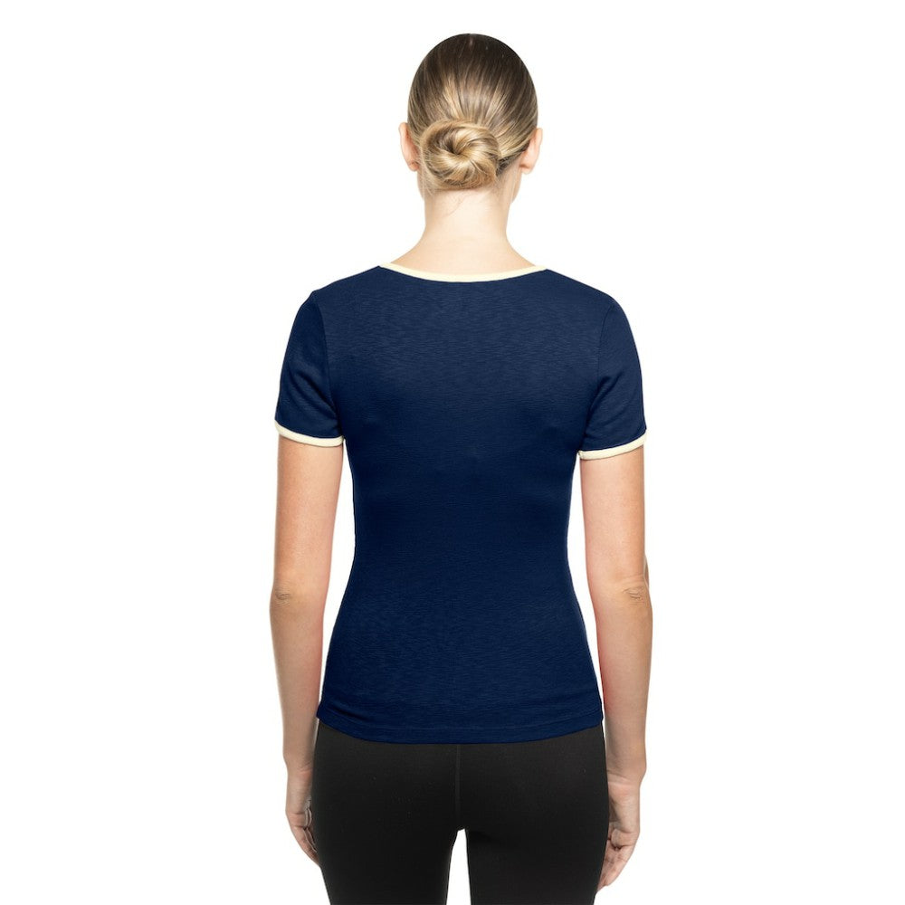 Atlanta Braves Women's Throwback Lace Up T-Shirt Navy | New Era