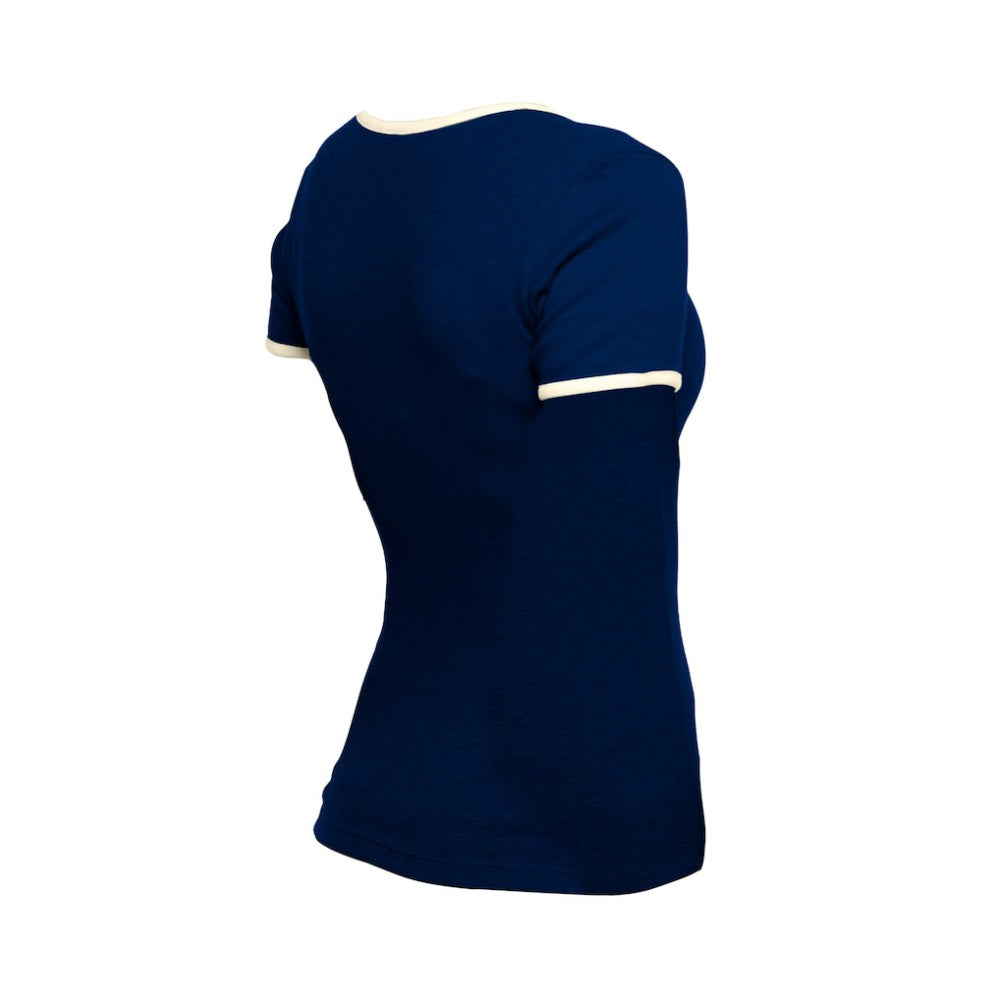 Atlanta Braves Women's Throwback Lace Up T-Shirt Navy | New Era