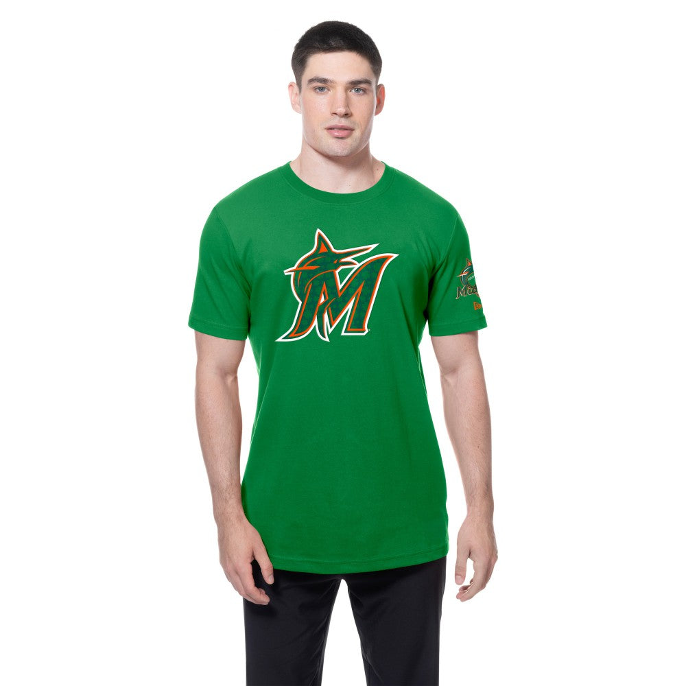 Miami Marlins St. Patrick's Day Shamrock Fill T-Shirt Kelly Green | New Era