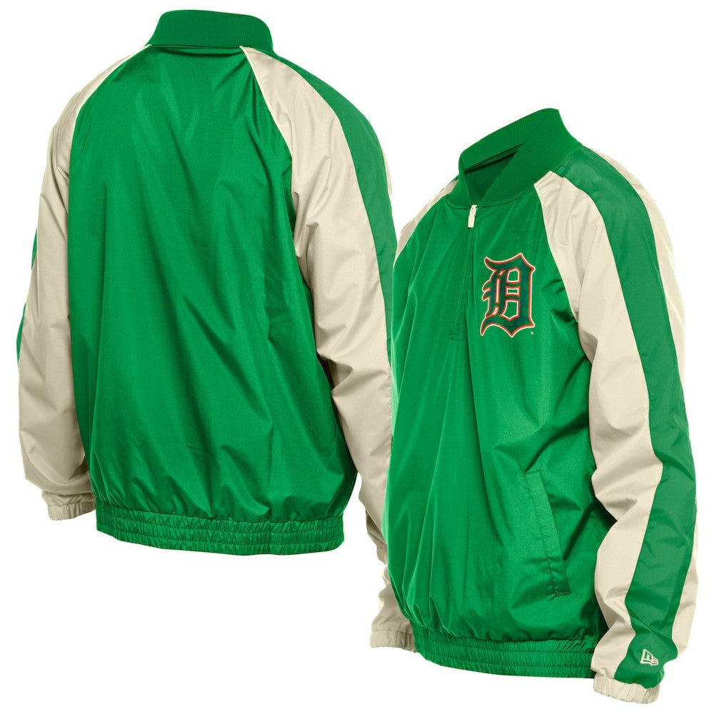 Detroit Tigers St. Patrick's Day Ripstop Raglan Quarter-Zip Windbreaker Kelly Green | New Era
