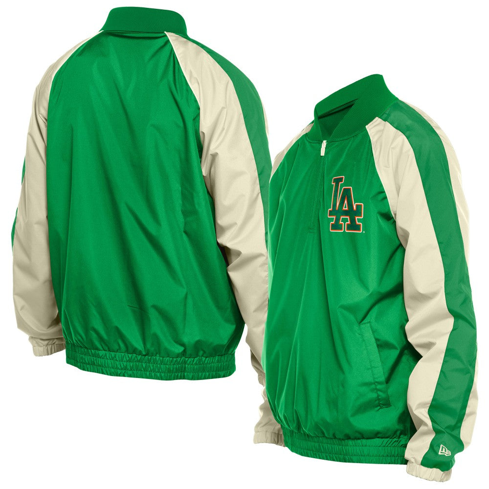 Los Angeles Dodgers St. Patrick's Day Ripstop Raglan Quarter-Zip Windbreaker Kelly Green | New Era