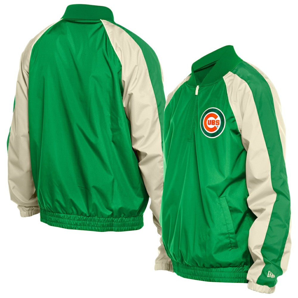 Chicago Cubs St. Patrick's Day Ripstop Raglan Quarter-Zip Windbreaker Kelly Green | New Era