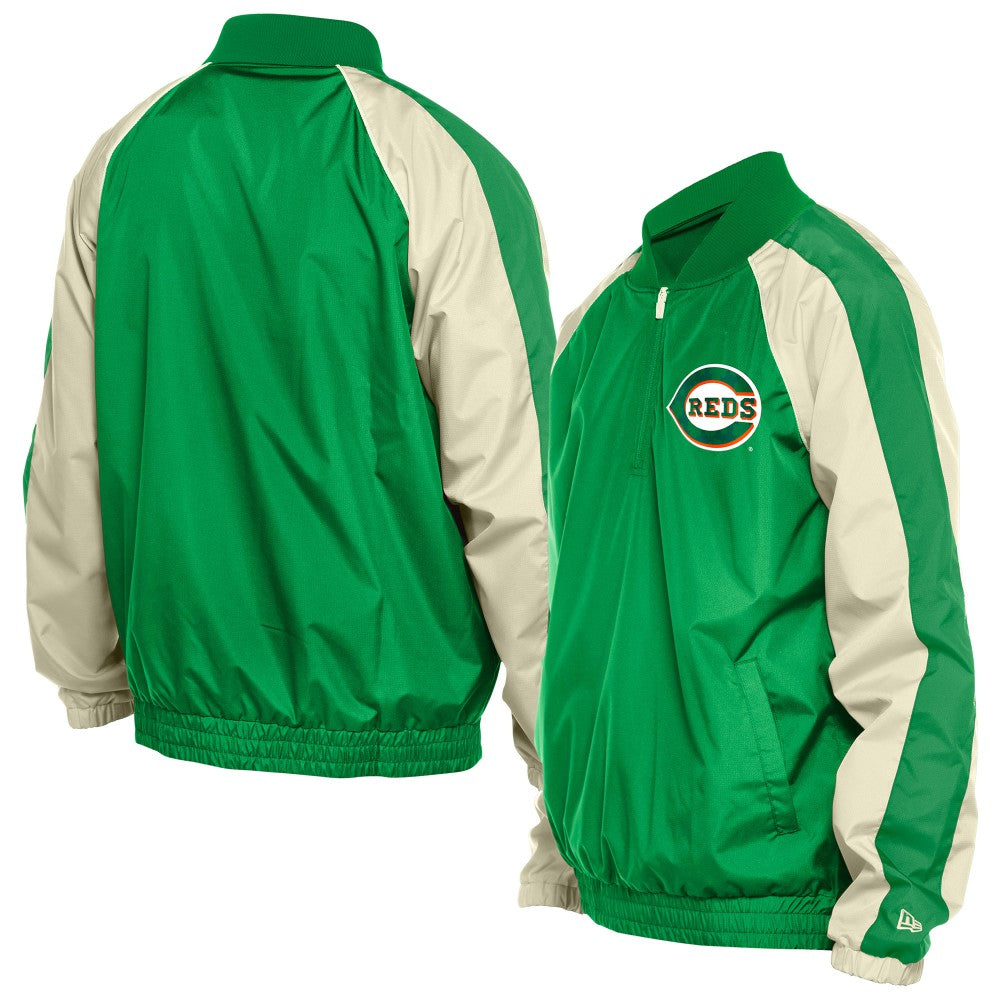 Cincinnati Reds St. Patrick's Day Ripstop Raglan Quarter-Zip Windbreaker Kelly Green | New Era