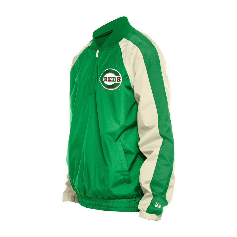 Cincinnati Reds St. Patrick's Day Ripstop Raglan Quarter-Zip Windbreaker Kelly Green | New Era