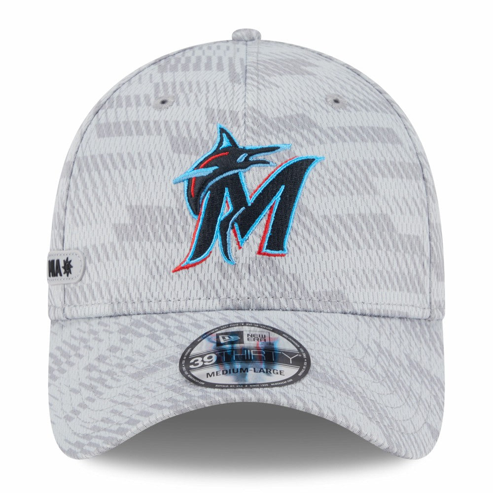 Miami Marlins 2025 MLB Clubhouse 39THIRTY Flex Hat Gray | New Era