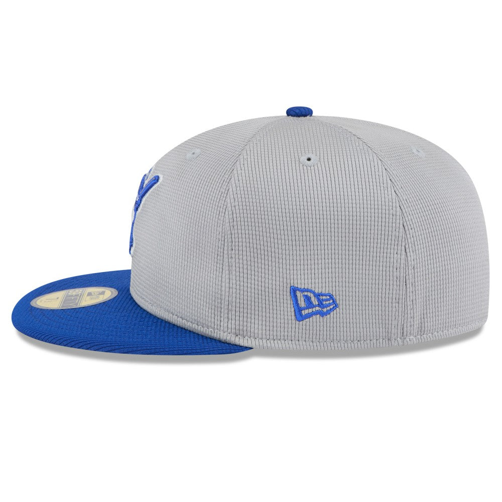 Milwaukee Brewers 2025 Batting Practice 59FIFTY Fitted Hat Gray/Royal | New Era