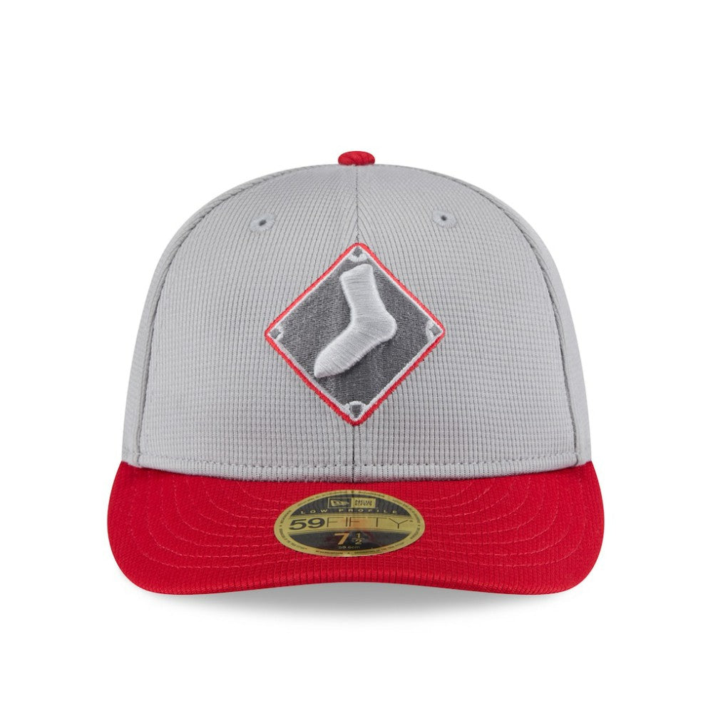 Chicago White Sox 2025 Batting Practice Low Profile 59FIFTY Fitted Hat Gray/Red | New Era