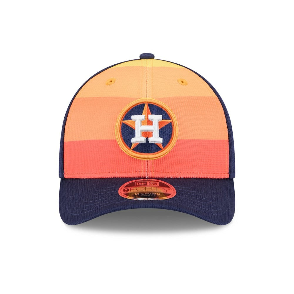 Houston Astros 2025 Batting Practice 9FORTY M-Crown Adjustable Hat Navy/Orange | New Era