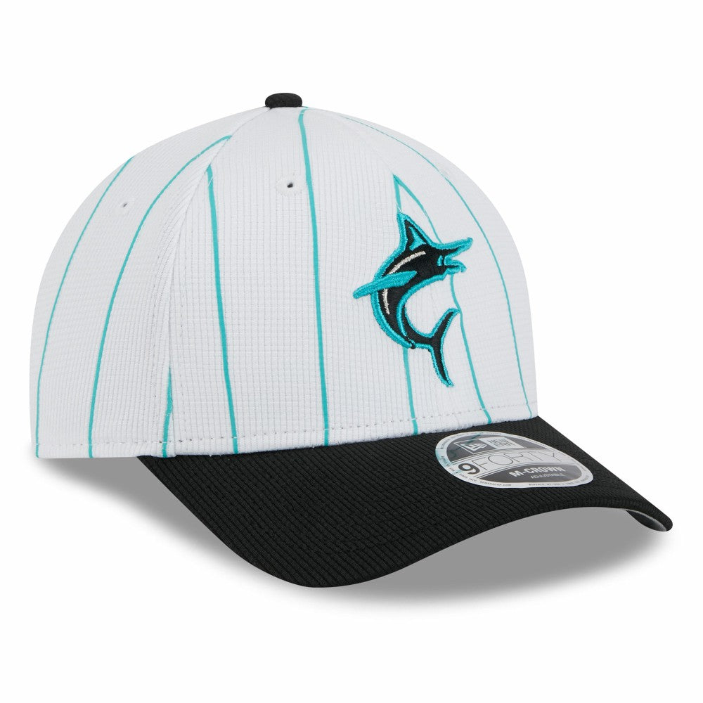 Miami Marlins 2025 Batting Practice 9FORTY M-Crown Adjustable Hat White/Black | New Era