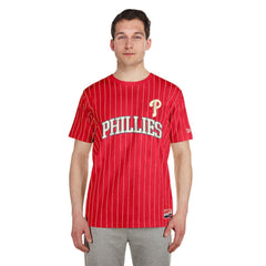 Philadelphia Phillies Throwback Pinstripe T-Shirt Red | New Era