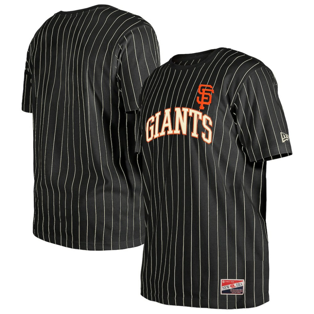 San Francisco Giants Throwback Pinstripe T-Shirt Black | New Era