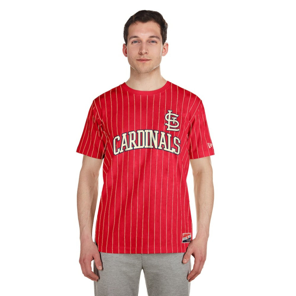 St. Louis Cardinals Throwback Pinstripe T-Shirt Red | New Era