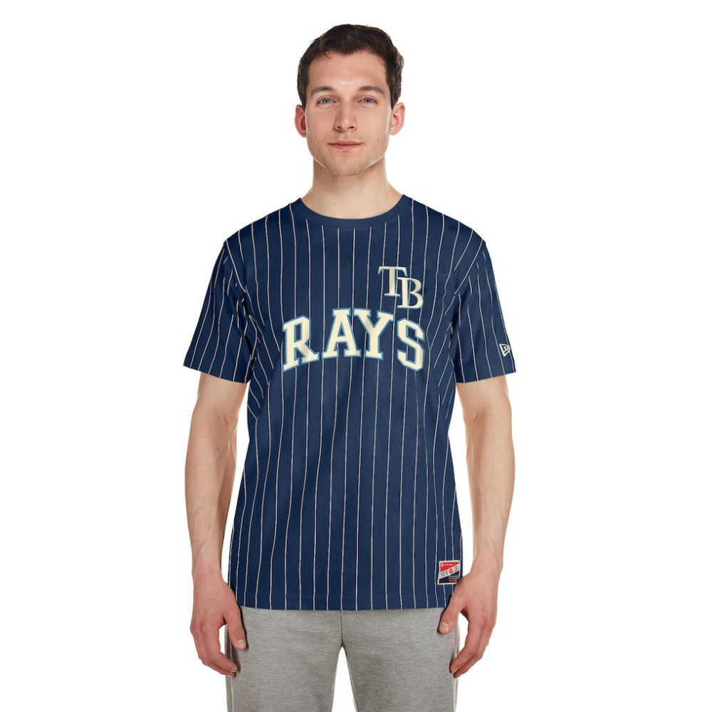 Tampa Bay Rays Throwback Pinstripe T-Shirt Navy | New Era