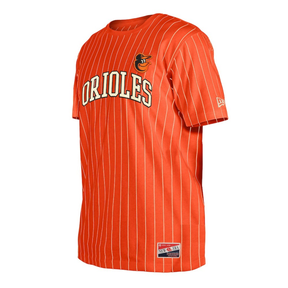 Baltimore Orioles Throwback Pinstripe T-Shirt Orange | New Era