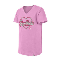 Florida Panthers New Era Girl's Youth Flip Sequin V-Neck T-Shirt Pink