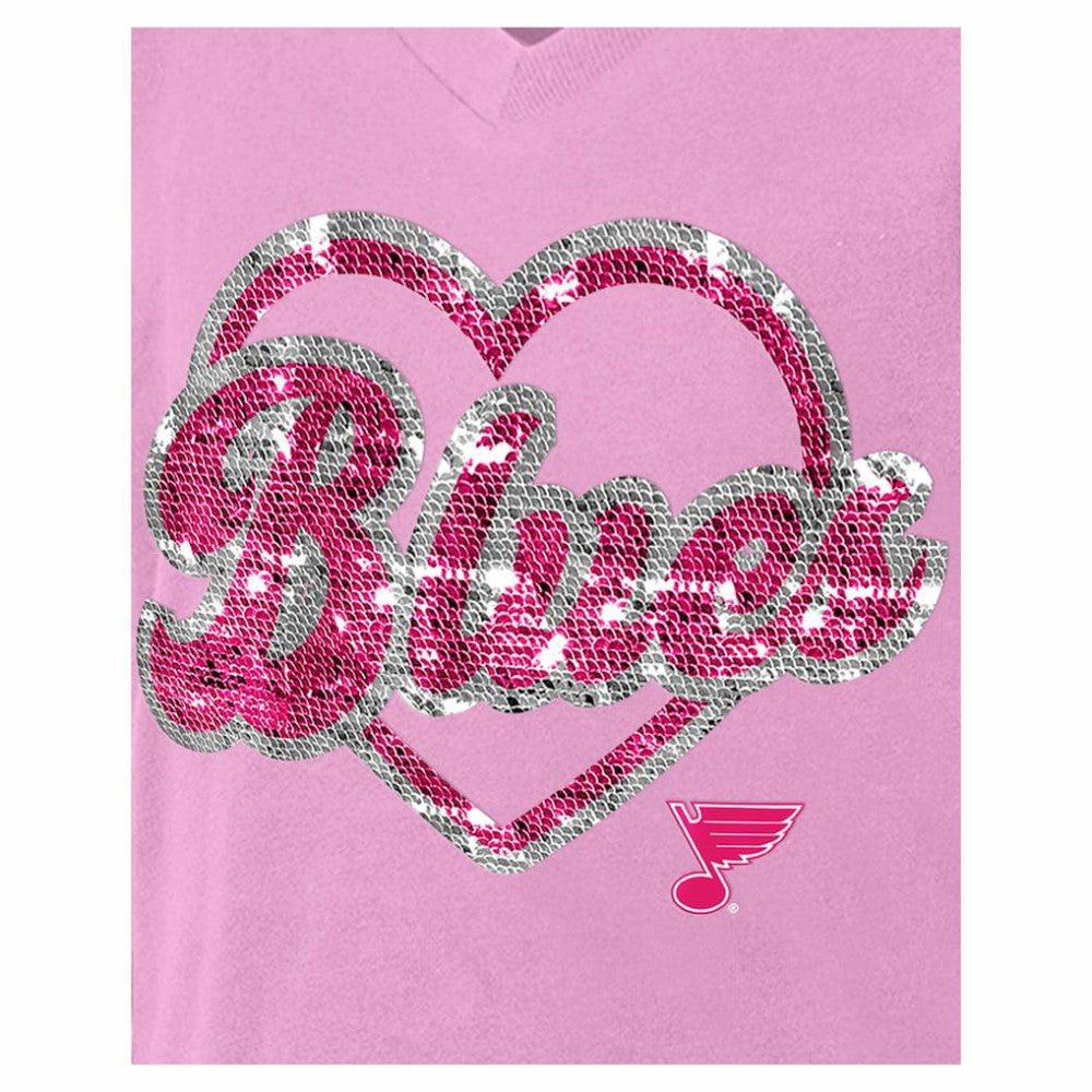 St. Louis Blues New Era Girl's Youth Flip Sequin V-Neck T-Shirt Pink