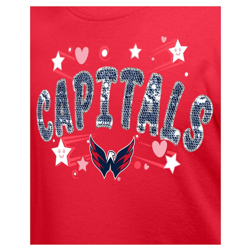 Washington Capitals New Era Girl's Youth Flip Sequin T-Shirt Red