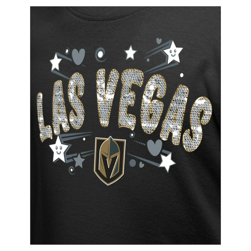 Vegas Golden Knights New Era Girl's Youth Flip Sequin T-Shirt Black