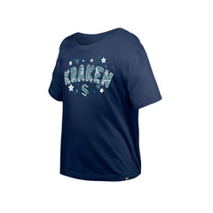 Seattle Kraken New Era Girl's Youth Flip Sequin T-Shirt Deep Sea Blue