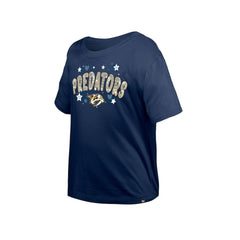 Nashville Predators New Era Girl's Youth Flip Sequin T-Shirt Navy