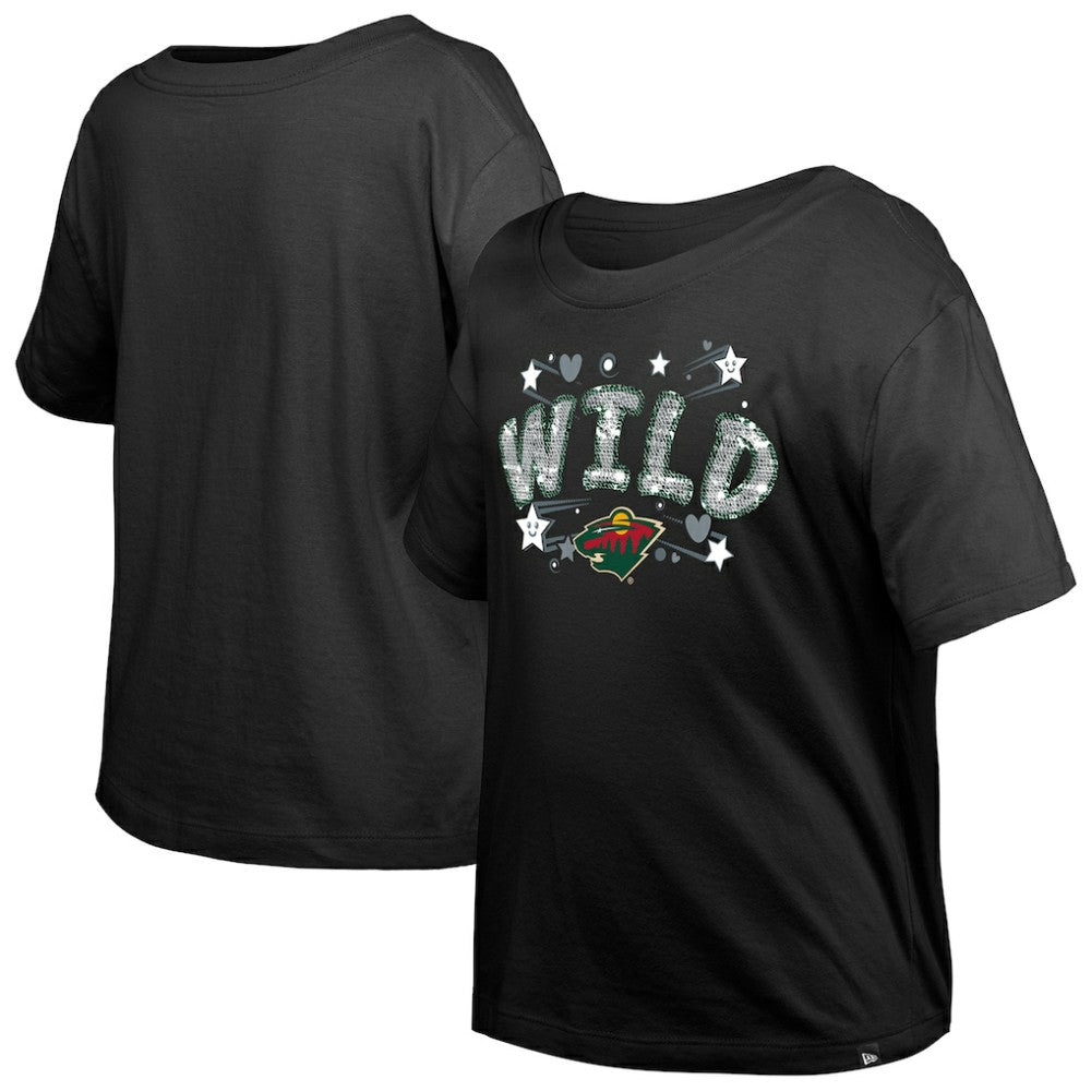 Minnesota Wild New Era Girl's Youth Flip Sequin T-Shirt Black