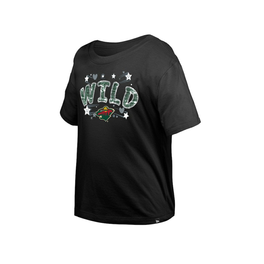 Minnesota Wild New Era Girl's Youth Flip Sequin T-Shirt Black