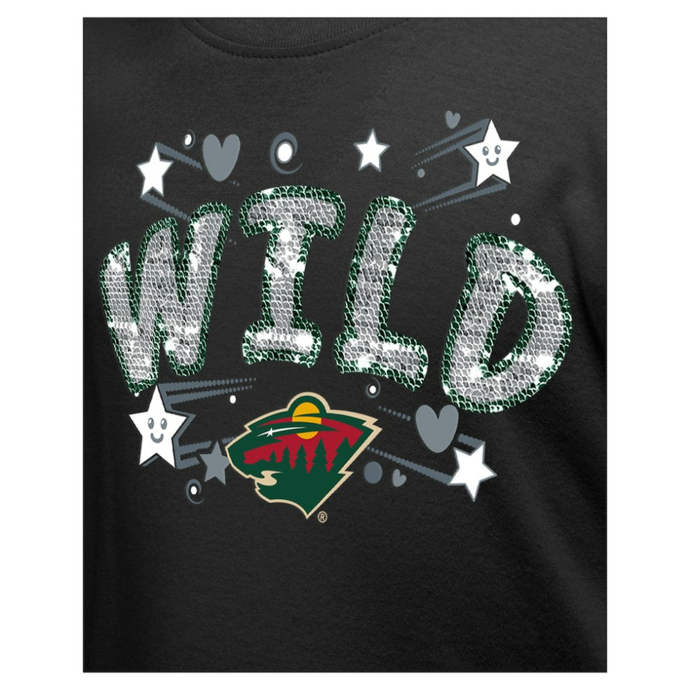Minnesota Wild New Era Girl's Youth Flip Sequin T-Shirt Black
