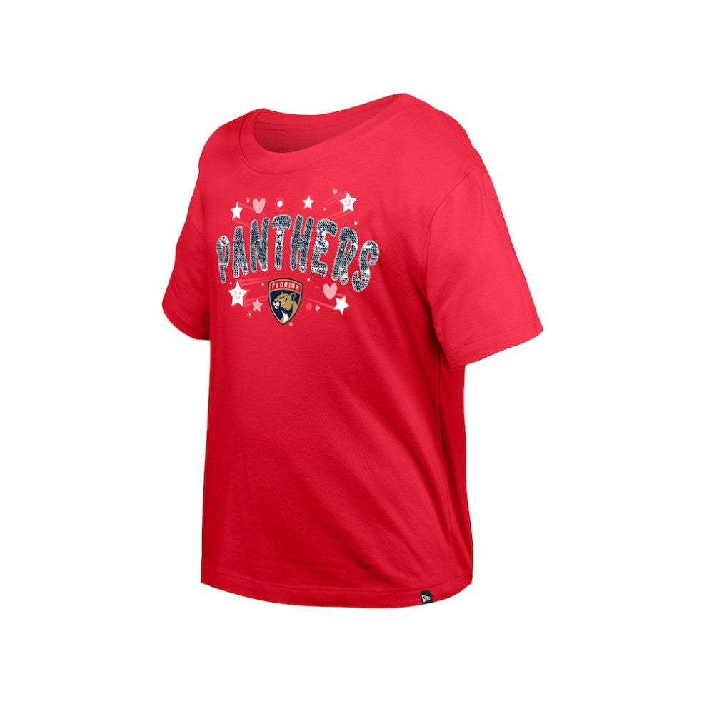 Florida Panthers New Era Girl's Youth Flip Sequin T-Shirt Red