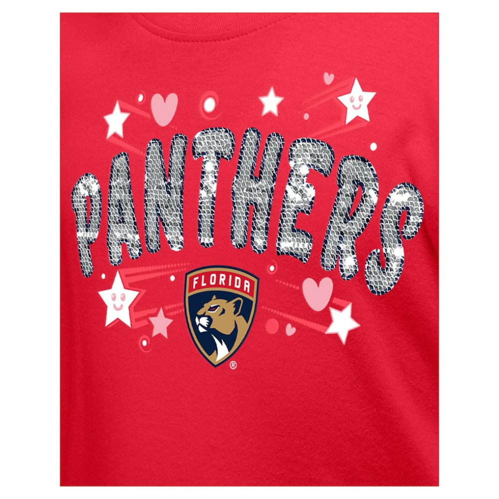 Florida Panthers New Era Girl's Youth Flip Sequin T-Shirt Red
